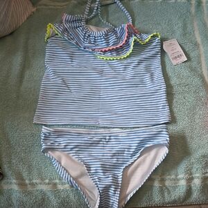 Carter's Blue and White Striped Bikini Swim Set